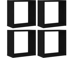 vidaXL - Wandschappen - kubus - 4 - st - 30x15x30 - cm - bewerkt - hout - zwart - eiken