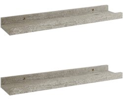 vidaXL Wandschappen Set van 2 - Betongrijs MDF Wandplank - Wanddecoratie - Schappenset - Mdf Plank - Grijze Wandplank