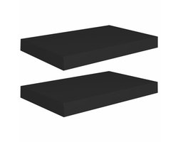 vidaXL - Wandschappen - zwevend - 2 - st - 40x23x3,8 - cm - MDF - zwart