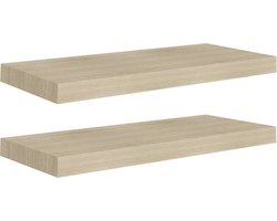 vidaXL - Wandschappen - zwevend - 2 - st - 60x23,5x3,8 - cm - MDF - eikenkleurig