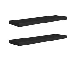 vidaXL - Wandschappen - zwevend - 2 - st - 90x23,5x3,8 - cm - MDF - zwart