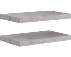 vidaXL Wandschappen - Zwevend - 2 st - MDF - Betongrijs Wandplank - Wanddecoratie - Zwevende Plank - Wanden Rek - Beton Grijs