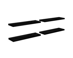 vidaXL - Wandschappen - zwevend - 4 - st - 120x23,5x3,8 - cm - MDF - hoogglans - zwart