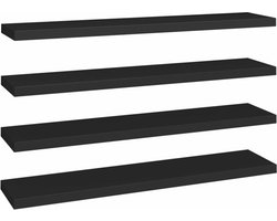 vidaXL - Wandschappen - zwevend - 4 - st - 120x23,5x3,8 - cm - MDF - zwart