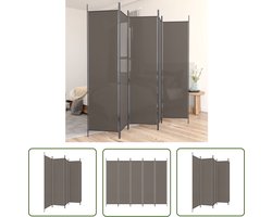 vidaXL Wandscheidingsysteem - Kamerscherm - Kamerscherm met 5 panelen 250x200 cm stof antracietkleurig - Privacy Screen - Stoffen Scherm - Vouwenkamerscherm