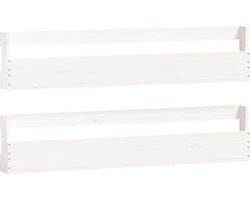 vidaXL - Wandschoenenrekken - 2 - st - 110x9x23 - cm - massief - grenenhout - wit
