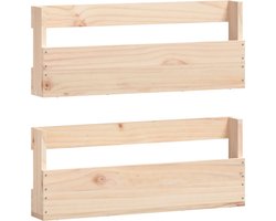 vidaXL - Wandschoenenrekken - 2 - st - 59x9x23 - cm - massief - grenenhout