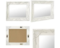 vidaXL Wandspiegel barok stijl 50x40 cm wit - Wandspiegel - Wandspiegels - Spiegel - Badkamerspiegel
