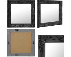 vidaXL Wandspiegel barok stijl 50x50 cm zwart - Wandspiegel - Wandspiegels - Spiegel - Badkamerspiegel