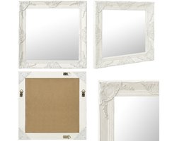 vidaXL Wandspiegel barok stijl 60x60 cm wit - Wandspiegel - Wandspiegels - Spiegel - Badkamerspiegel