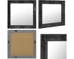 vidaXL Wandspiegel Barokstijl 60x60 cm zwart - Wandspiegel - Wandspiegels - Spiegel - Badkamerspiegel