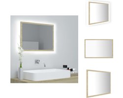 vidaXL Wandspiegel Sona Eiken - 60x8.5x37 cm - RGB-licht - Acryl - Bewerkt hout - Badkamerkast