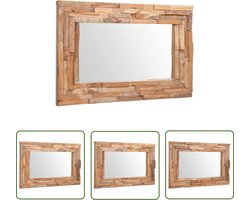 vidaXL Wandspiegel - Tea Khoutspiegel - Decoratieve spiegel rechthoekig 90x60 cm teakhout - Landelijke Spiegel - Vintage Spiegel - Houten Spiegel