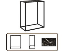 vidaXL Wandtafel - 60x35x75 cm - Gehard glas - Zwart Wandtafel - Zwarte Tafel - Modern Design - Marmer Look - Muurhanger