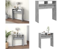 vidaXL Wandtafel 78x30x80 cm bewerkt hout betongrijs - Bijzettafel - Bijzettafels - Tafel - Tafels