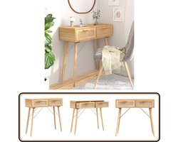 vidaXL Wandtafel 80x30x75 cm hout en rattan Wandtafel - Scandinavisch - Salontafel - Entreetafel - Kastje