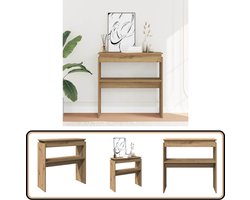 vidaXL Wandtafel - 80x30x80 cm - Artisanaal Eikenhout Consoletafel - Wandtafel - Houten Tafel - Eiken Kleur - Living Room Meubels
