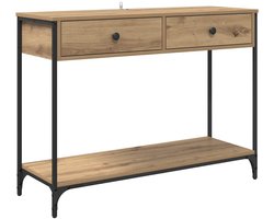 vidaXL - Wandtafel - Artisan - Eiken - 100 - x - 34,5 - x - 75 - cm - Bewerkt - hout