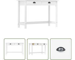 vidaXL Wandtafel Hill - 2 lades - Grenenhout - Wit Consoletafel - Wandtafel - Grenenhouten Meubilair - Witte Meubelen - Sidetable