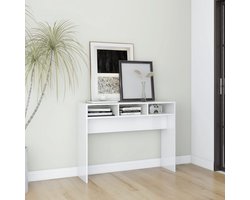 vidaXL Wandtafel - Hoogglans Wit - 105x30x80 cm Consoletafel - Wandtafel - Houten Tafel - Wit Tafel - Livingroom Furniture