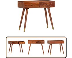 vidaXL Wandtafel - Massief Acaciahout - 90x35x76 cm Wandtafel - Rustic Tafellamp - Acacia Houten Meubilair - Vintage Kast - Entree Bank