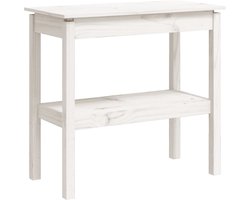 vidaXL Wandtafel - Massief Grenenhout - Wit - 80x40x75 cm Wandtafel - Salontafel - Entreetafel - Houten Tafel - Witte Tafel