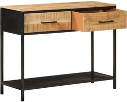 vidaXL Wandtafel - Massief Mangohout - 100x35x76 cm Wandtafel - Salontafel - Mangohouten Tafel - Vintage Tafel - Industrieel Design