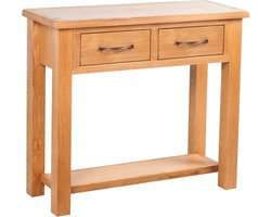 vidaXL - Wandtafel - met - 2 - lades - 83x30x73 - cm - massief - eikenhout