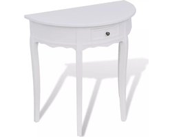 vidaXL - Wandtafel - met - lade - halfrond - wit