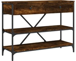 vidaXL - Wandtafel - met - lades - en - schappen - bewerkt - hout - gerookt - eikenkleur