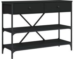 vidaXL - Wandtafel - met - lades - en - schappen - bewerkt - hout - zwart