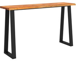 vidaXL - Wandtafel - met - natuurlijke - rand - 140x40x80 - cm - massief - acaciahout