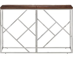 vidaXL Wandtafel roestvrij staal en massief bielshout zilverkleurig - Wandtafel - Wandtafels - Bijzettafel - Console Tafel
