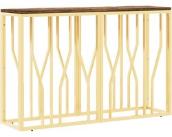 vidaXL Wandtafel roestvrij staal en massief gerecycled hout goudkleur