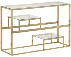 vidaXL - Wandtafel - roestvrijstaal - en - gehard - glas - goudkleurig