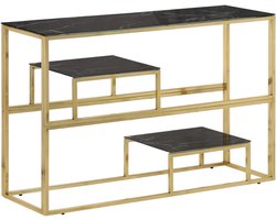 vidaXL - Wandtafel - roestvrijstaal - en - gehard - glas - goudkleurig