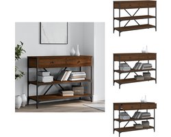 vidaXL Wandtafel - Wandtafels - Bijzettafel - Console Tafel - Wandtafel met lades en schappen bewerkt hout bruin eikenkleur