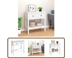vidaXL Wandtafel - Wit - Massief Grenenhout - 75x35x75 cm Wandtafel - Salontafel - Entreetafel - Klassieke Stijl - Hout