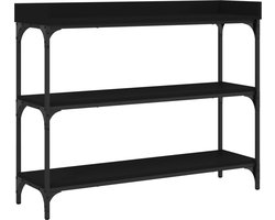 vidaXL Wandtafel - Zwart - 100x30x80 cm - Met Schappen Haltafel - Wandtafel - Houten Tafel - Zwarte Tafel - Industrieel Design