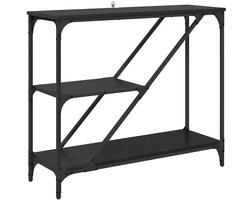 vidaXL - Wandtafel - Zwart - Eiken - 88,5 - x - 30 - x - 75 - cm - Bewerkt - hout