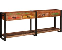 vidaXL - Wandtafels - met - lade - 2 - pcs - Multikleur - Massief - gerecycled - hout