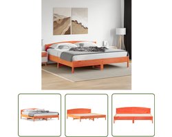 vidaXL Was Bruin Bed - Massief Grenenhout Bed Frame - Bedframe zonder matras massief grenenhout wasbruin 180x200 cm - Boxspring Bed - Tweepersoons Bed - Groot Bed