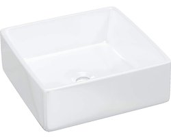 vidaXL - Wasbak - 37x37x13 - cm - vierkant - keramiek - wit