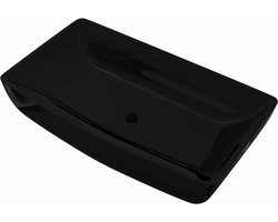 vidaXL - Wasbak, - keramiek, - rechthoekig, - zwart