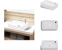 vidaXL - Wasbak - met - kraangat, - keramiek, - wit