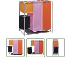 vidaXL Wasbak - Was Sorter - 3-delige Wassorteerder met wasmand - Kleding Organizer - Wasmand Set - Multifunctionele Wasbox