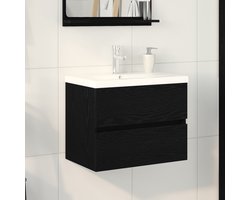 vidaXL - Waskast - met - Ingebouwde - Kom - Zwarte - Eiken - MDF