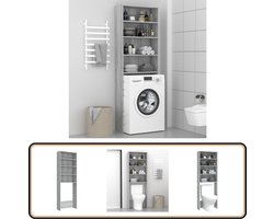 vidaXL Wasmachinekast - Grijs Sonoma Eiken - 190 cm Wasmachinekast - Opslagruimte - Badkamerinrichting - Grijze Kast - Houten Kast