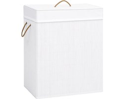 vidaXL - Wasmand - met - 1 - vak - 83 - L - bamboe - wit
