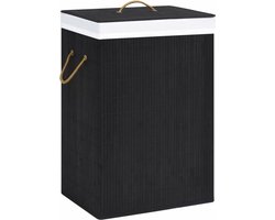 vidaXL - Wasmand - met - 1 - vak - bamboe - zwart